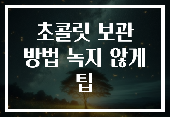 초콜릿 보관 방법 녹지 않게 팁