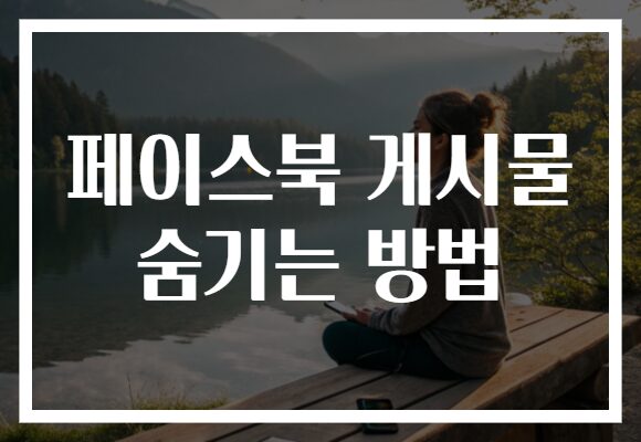 페이스북 게시물 숨기는 방법