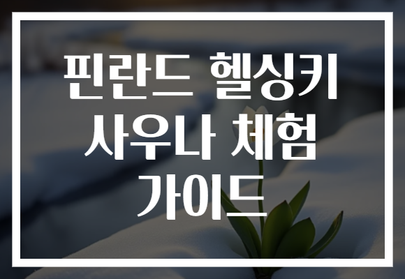 핀란드 헬싱키 사우나 체험 가이드