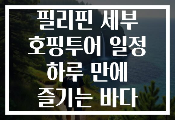 필리핀 세부 호핑투어 일정 하루 만에 즐기는 바다