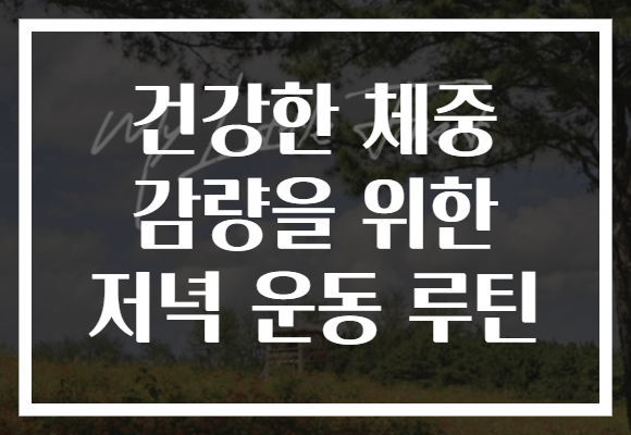 건강한 체중 감량을 위한 저녁 운동 루틴