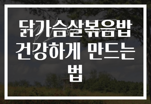 닭가슴살볶음밥 건강하게 만드는 법