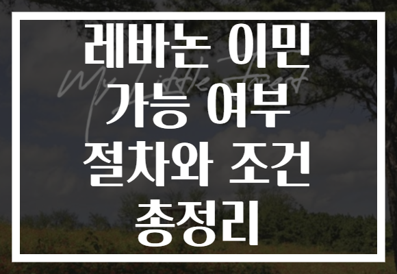 레바논 이민 가능 여부 절차와 조건 총정리