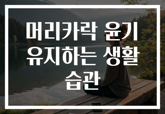 머리카락 윤기 유지하는 생활 습관