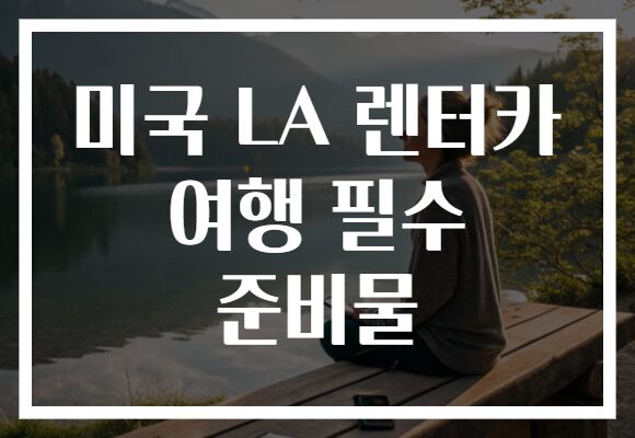 미국 LA 렌터카 여행 필수 준비물