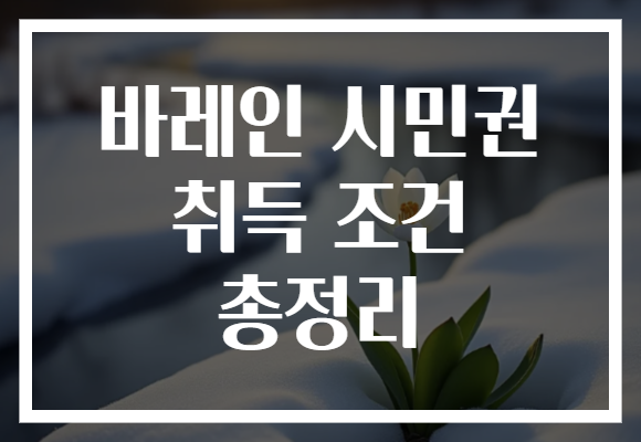 바레인 시민권 취득 조건 총정리