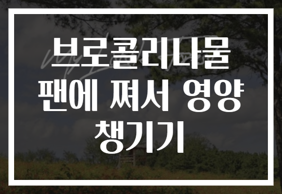 브로콜리나물 팬에 쪄서 영양 챙기기