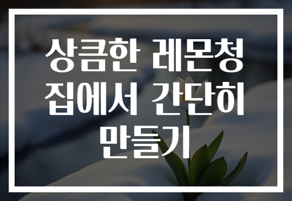 상큼한 레몬청 집에서 간단히 만들기