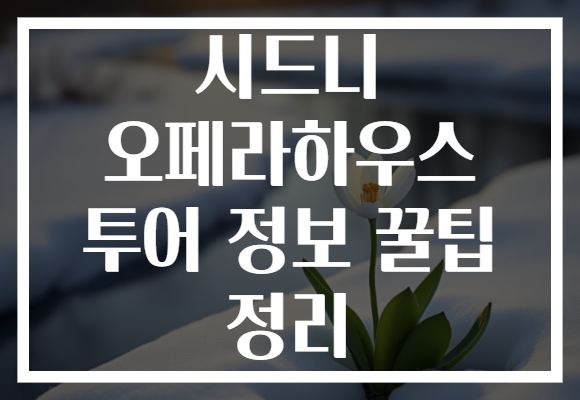 시드니 오페라하우스 투어 정보 꿀팁 정리