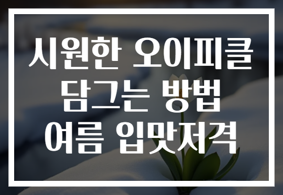 시원한 오이피클 담그는 방법 여름 입맛저격