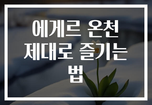 에게르 온천 제대로 즐기는 법