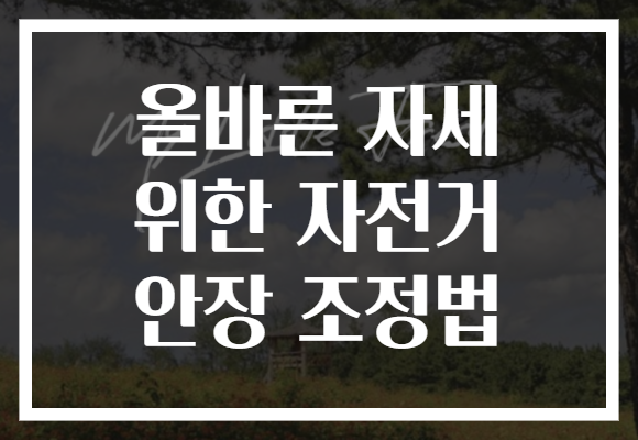 올바른 자세 위한 자전거 안장 조정법