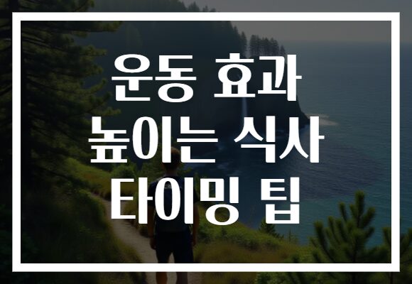 운동 효과 높이는 식사 타이밍 팁