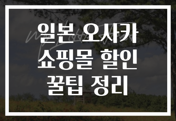 일본 오사카 쇼핑몰 할인 꿀팁 정리