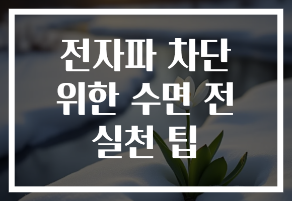 전자파 차단 위한 수면 전 실천 팁