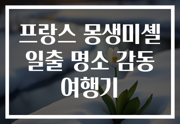프랑스 몽생미셸 일출 명소 감동 여행기