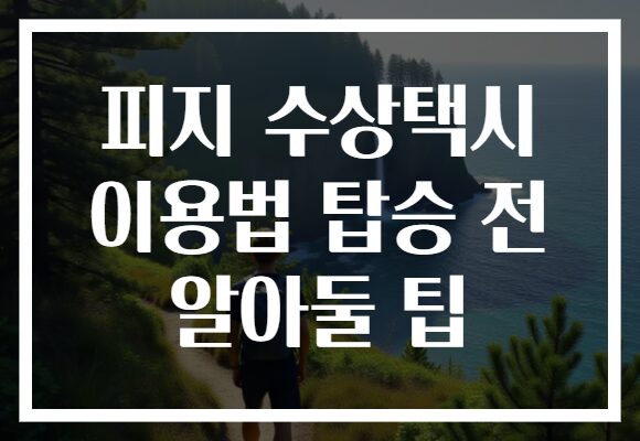 피지 수상택시 이용법 탑승 전 알아둘 팁