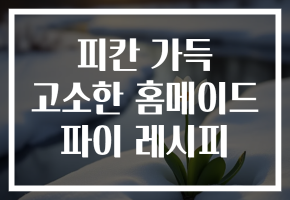 피칸 가득 고소한 홈메이드 파이 레시피