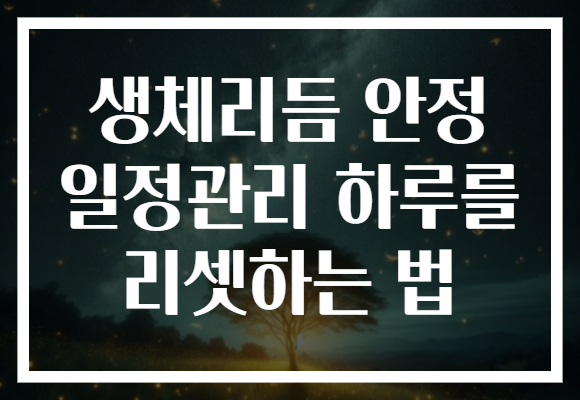 생체리듬 안정 일정관리 하루를 리셋하는 법