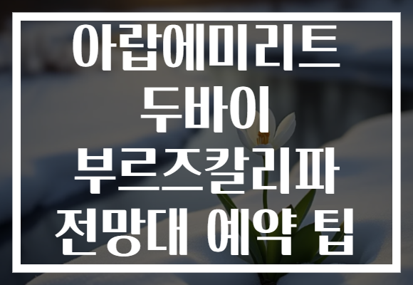 아랍에미리트 두바이 부르즈칼리파 전망대 예약 팁