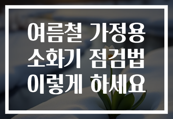 여름철 가정용 소화기 점검법 이렇게 하세요