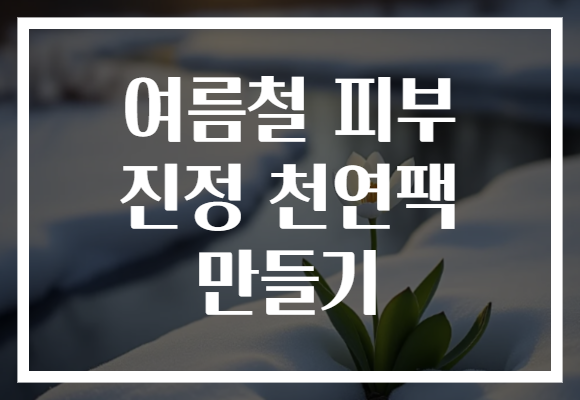 여름철 피부 진정 천연팩 만들기