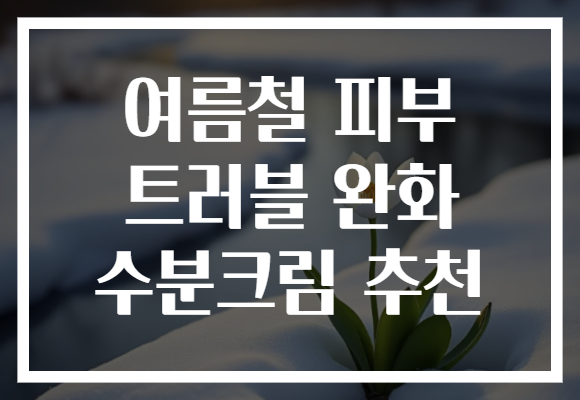 여름철 피부 트러블 완화 수분크림 추천