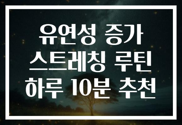 유연성 증가 스트레칭 루틴 하루 10분 추천