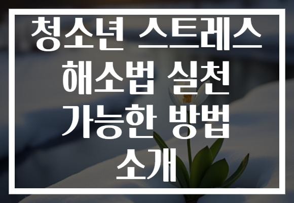 청소년 스트레스 해소법 실천 가능한 방법 소개
