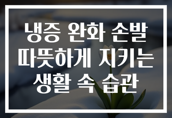 냉증 완화 손발 따뜻하게 지키는 생활 속 습관