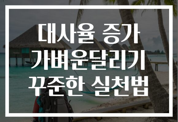 대사율 증가 가벼운달리기 꾸준한 실천법