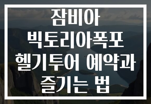 잠비아 빅토리아폭포 헬기투어 예약과 즐기는 법