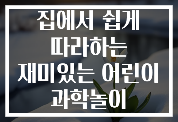집에서 쉽게 따라하는 재미있는 어린이 과학놀이