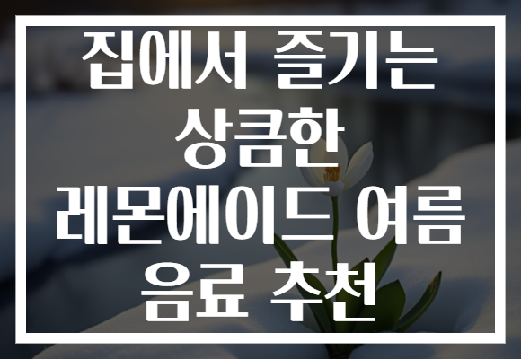 집에서 즐기는 상큼한 레몬에이드 여름 음료 추천