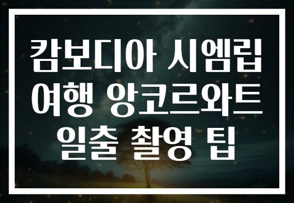 캄보디아 시엠립 여행 앙코르와트 일출 촬영 팁