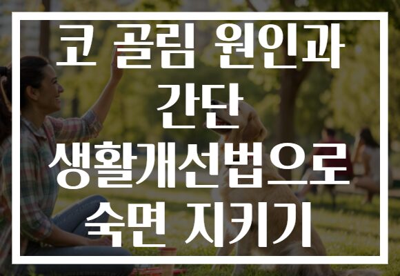 코 골림 원인과 간단 생활개선법으로 숙면 지키기