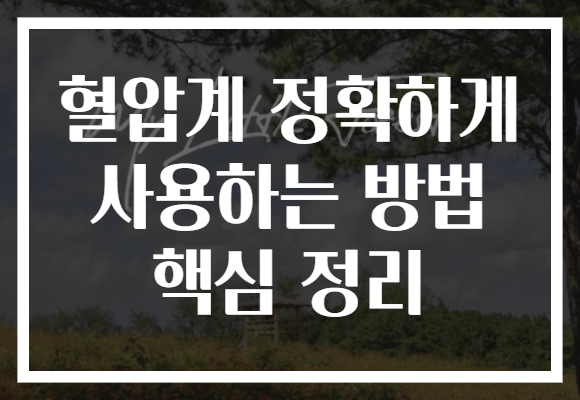 혈압계 정확하게 사용하는 방법 핵심 정리