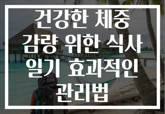 건강한 체중 감량 위한 식사 일기 효과적인 관리법