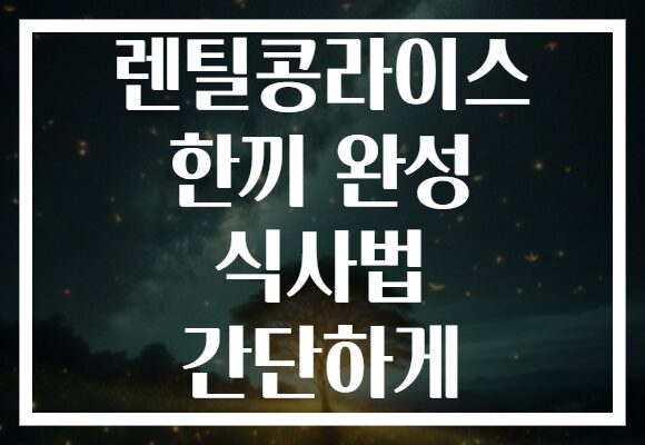 렌틸콩라이스 한끼 완성 식사법 간단하게