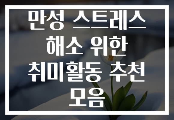 만성 스트레스 해소 위한 취미활동 추천 모음