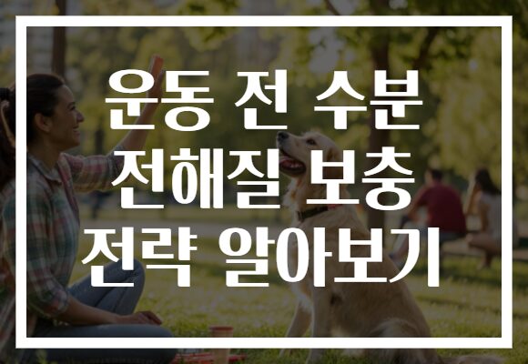 운동 전 수분 전해질 보충 전략 알아보기