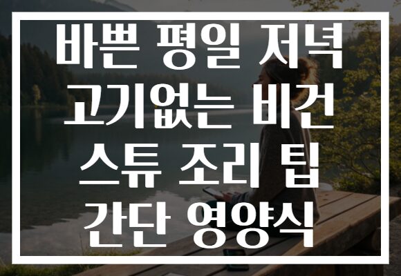 바쁜 평일 저녁 고기없는 비건 스튜 조리 팁 간단 영양식