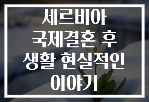 세르비아 국제결혼 후 생활 현실적인 이야기