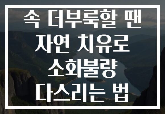 속 더부룩할 땐 자연 치유로 소화불량 다스리는 법