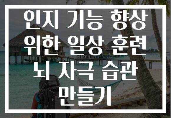 인지 기능 향상 위한 일상 훈련 뇌 자극 습관 만들기