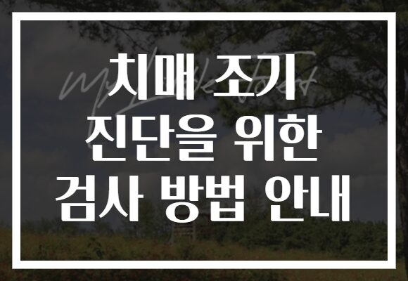 치매 조기 진단을 위한 검사 방법 안내