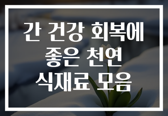 간 건강 회복에 좋은 천연 식재료 모음