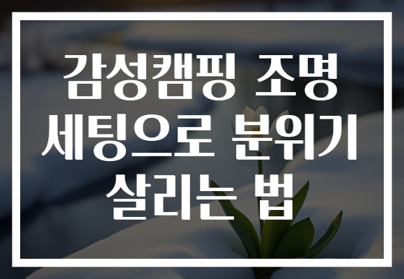 감성캠핑 조명 세팅으로 분위기 살리는 법