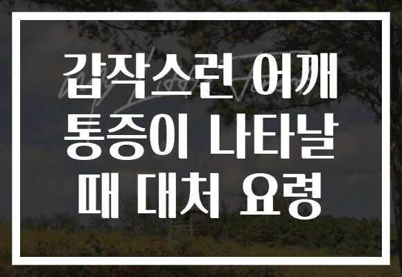 갑작스런 어깨 통증이 나타날 때 대처 요령