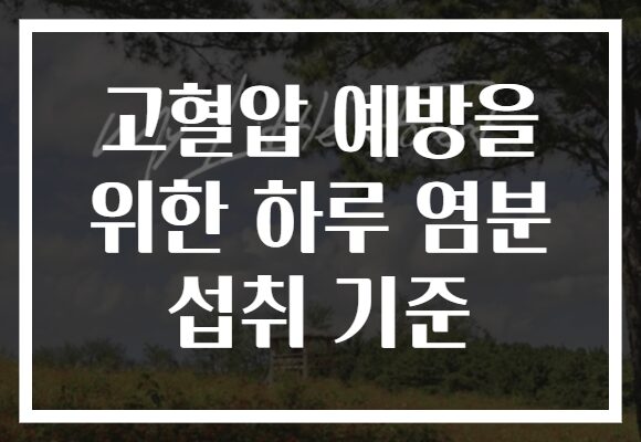 고혈압 예방을 위한 하루 염분 섭취 기준